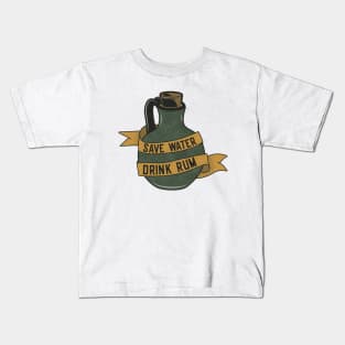 Save water drink rum Kids T-Shirt